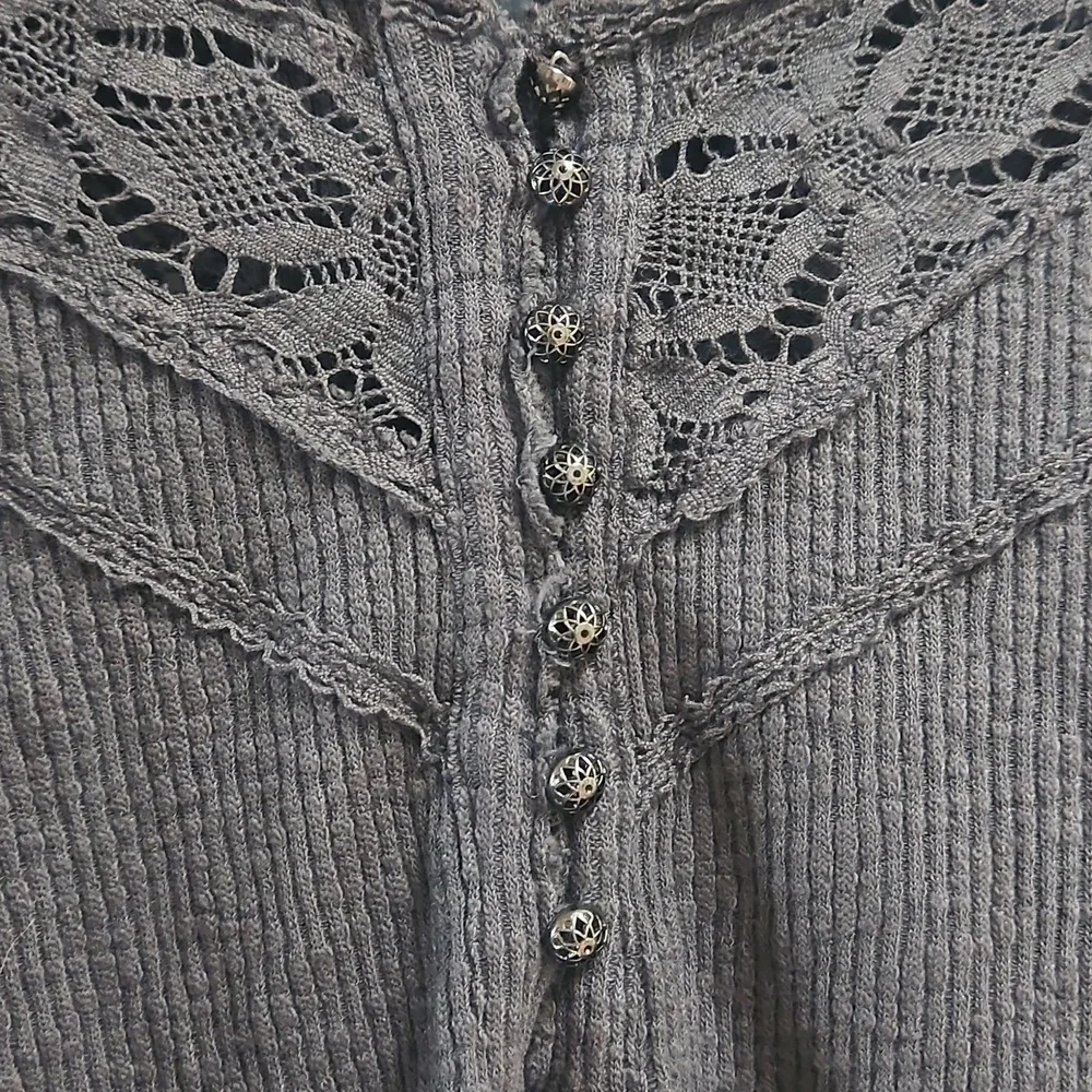 Free People Come On Over Henley Top In Black. - Picture 5 of 8